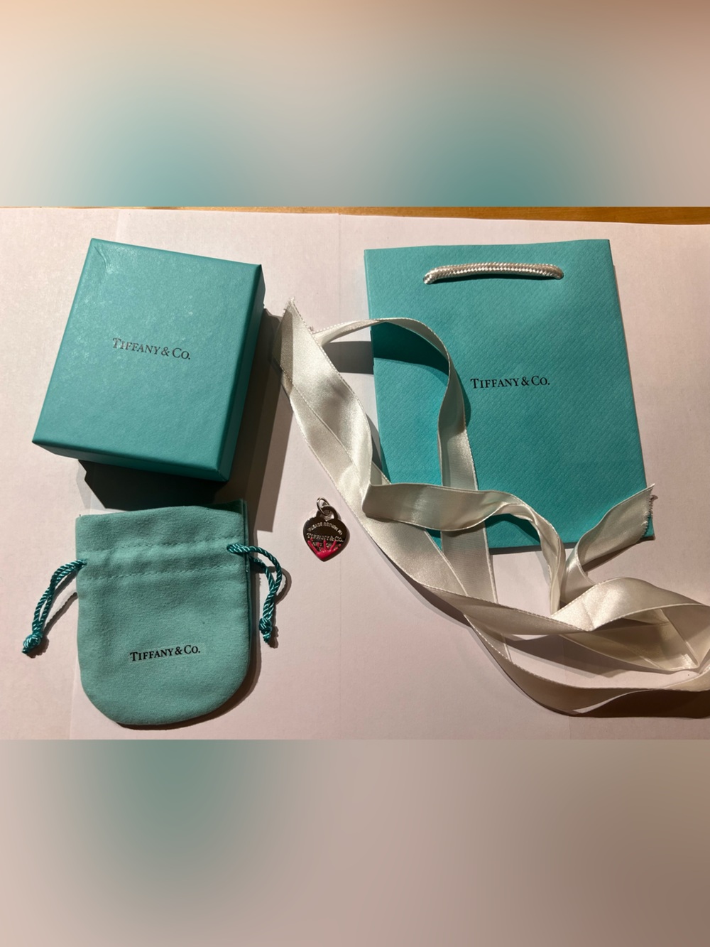 Tiffany & Co. Retired Pink Splash Return to Tiffany Heart Charm